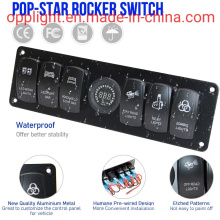 6 Gang Boat Marine Rocker Switch Panel Waterproof Switches Panel with 12V-24V LED Light Rocker Voltmeter Switch Box for Toggle Switch for Truck Car RV Vehicles